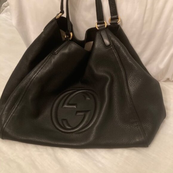 SOHO Gucci Black Largest SOHO Pebble Leather Shoulder Handbag - Picture 3 of 16
